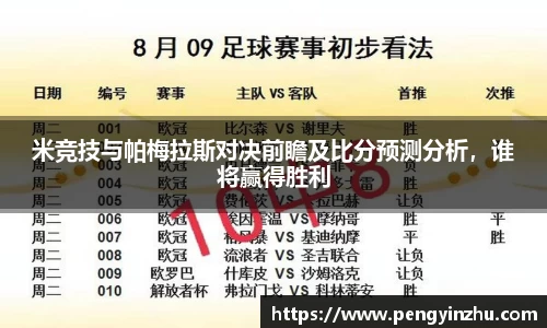 米竞技与帕梅拉斯对决前瞻及比分预测分析,谁将赢得胜利
